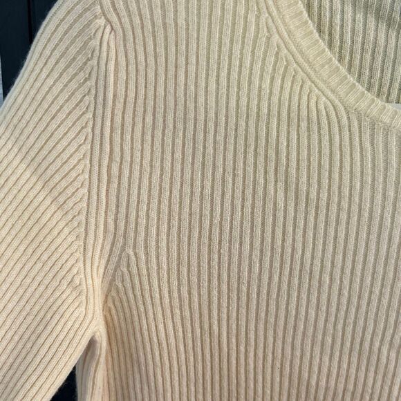 Collection 59 100% cashmere ribbed pale yellow buttercream sweater size L Bloomi - Picture 3 of 4